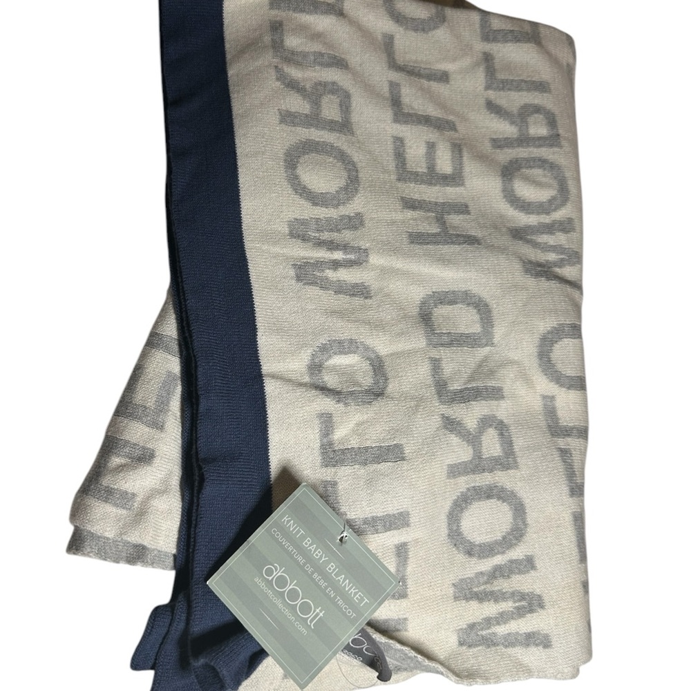 Abbott Adobati Knit Baby Blanket in Cream and Gray